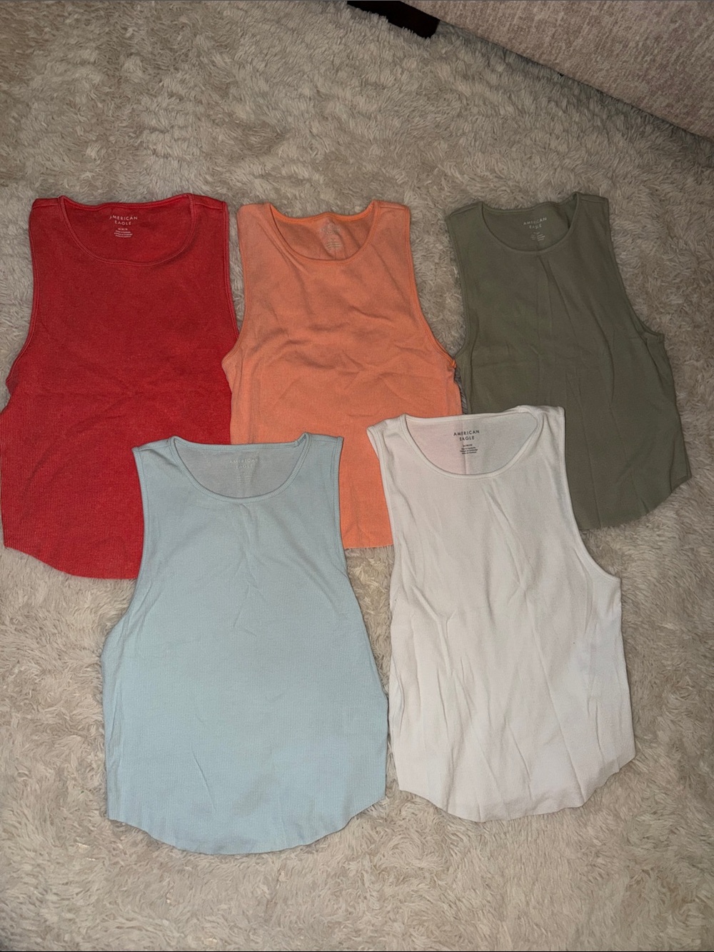 American Eagle Outfitters Tank Top Bundle - Red, Peach, Olive, Light Blue, White